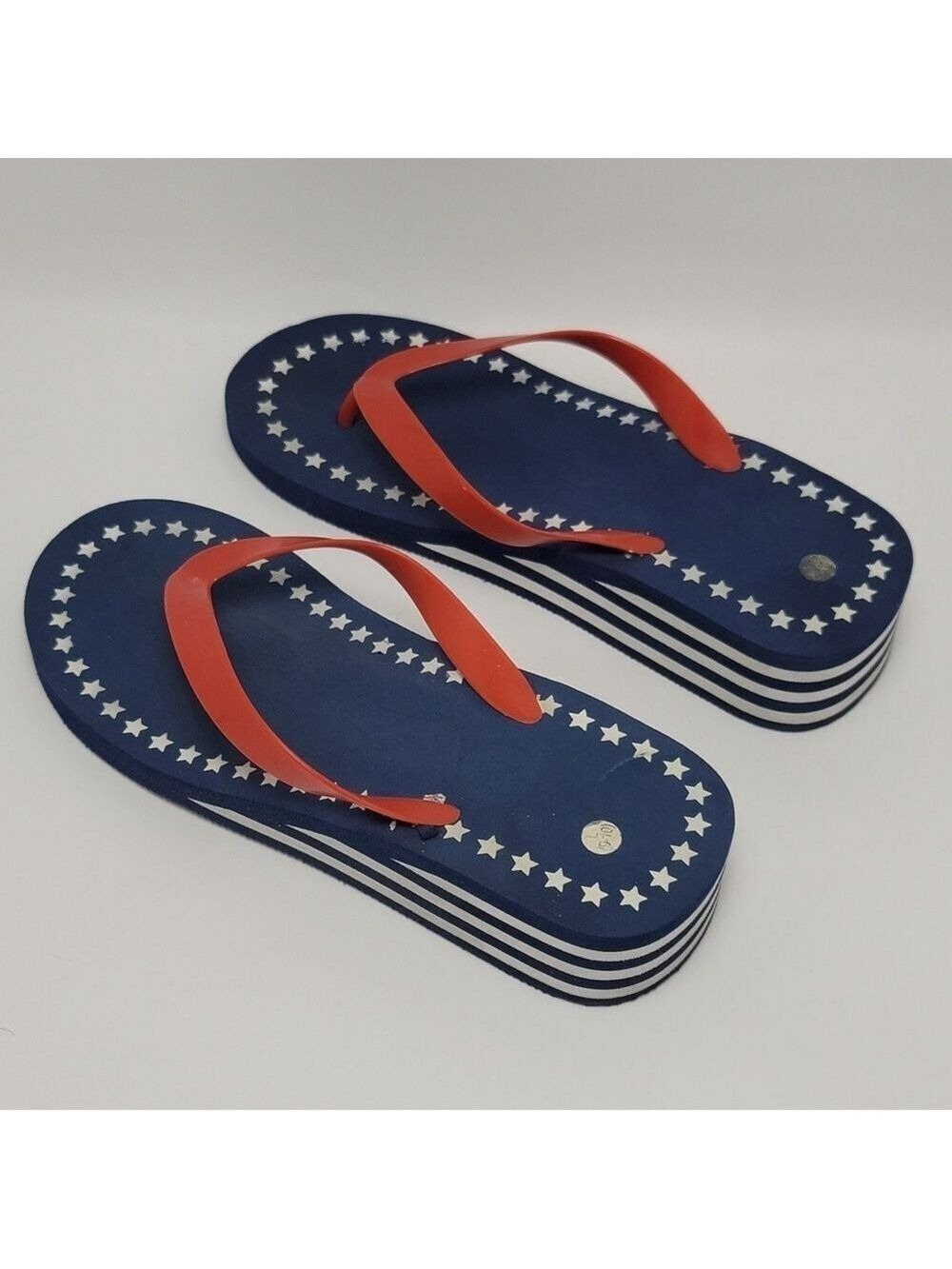 Star Spangled Womens Wedge Flip Flops Size L 9-10 - Picture 13 of 13